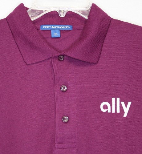 Ally Financial ~ Polo Shirt Men's Medium Maroon Port Authority Cotten Blend NEW - 第 1/6 張圖片