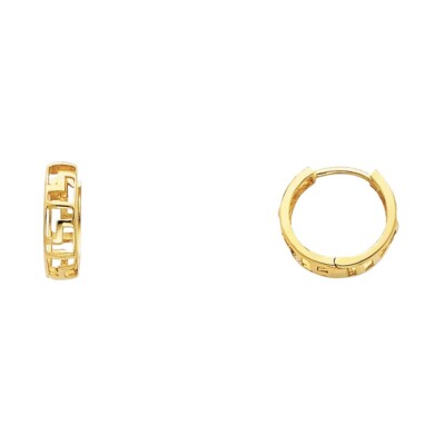 Ohrringe Gold 14 Karat Gelbgold 4 mm griechischer Schlüssel Huggies