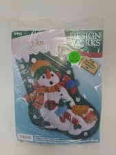 Christmas Stocking KIT Design Works Snowman with Birds Felt Stocking Kit 5075