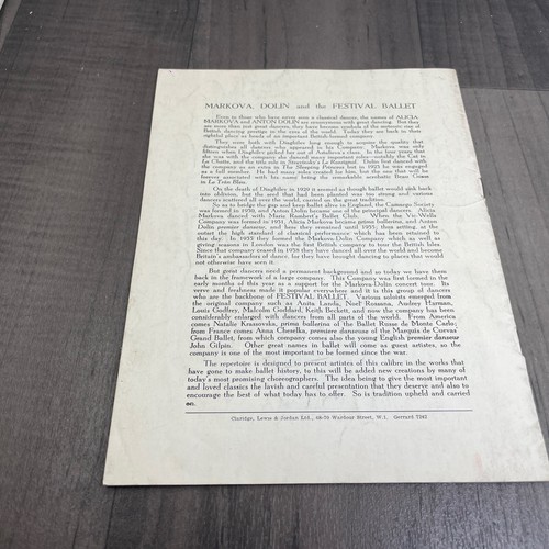 Festival Ballet Stoll Theatre KIngsway 1951 Official Programme Rare - Picture 7 of 7