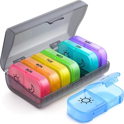 AUVON Extra Große Pillendose Organizer 7 Tage 2 Mal am Tag, Gleiche Seite Offen... 