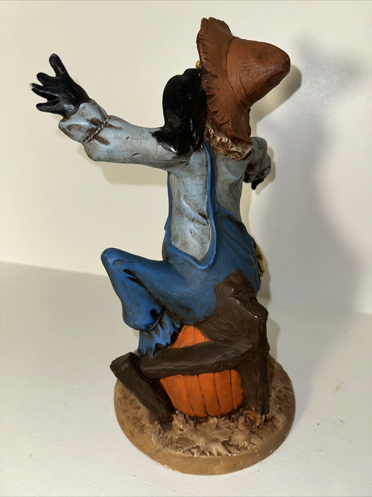 Vintage 1972 Byron Molds Ceramic Halloween Scarecrow  Pumpkin Statue Painted