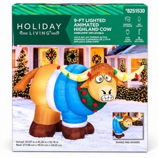 8251530 Holiday Living Highland Cow 9 FT Animated Christmas Inflatable NEW