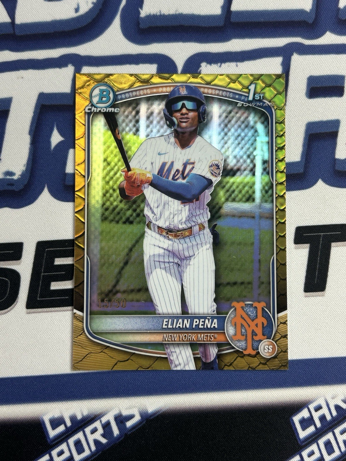 2025 Topps Bowman Chrome 1st Bowman Gold Reptillian #BCP-155 Elian Pena /50
