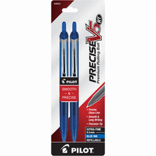 2 Pk PILOT Precise V5 RT Refillable Retractable Blue Ink Rolling Ball Pens Ext