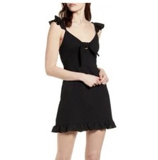 Mink Pink Black Laurel Eyelet Ruffle Mini Dress Women’s Size Small