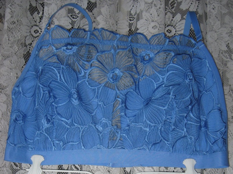 AERIE SHOW OFF FLORAL LACE BRALETTE AMERICAN EAGLE BLUE XL NEW SHIP FREE TO U.S.