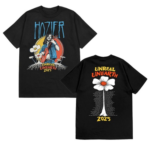 T-shirt Hozier Unreal Unearth Guitar Tour 2025, Marrone, Taglie S-3XL, 30% Sconto