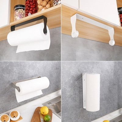 Rustproof Steel Bathroom Kitchen Tissue Roll Rack Strong Adhesive Wall Mount