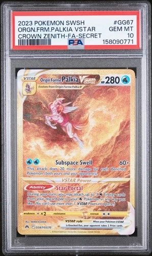 ORIGIN FORME PALKIA VSTAR 2023 CROWN ZENITH #GG67 SECRET RARE FA PSA 10 Q3963