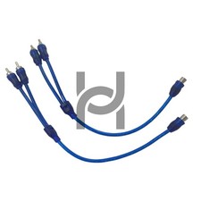 2pcs RCA Y Splitter Audio Jack Cable Adapter 1 Female to 2 Male Connector Blue
