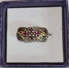 Vintage Ruby Cluster Black Hills gold/silver band ring size 7 1/4