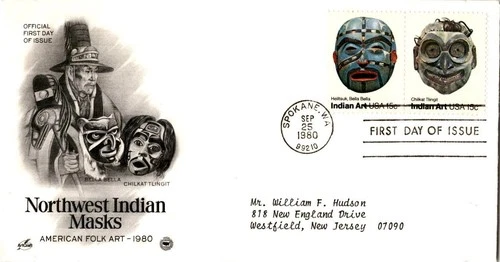 US FDC First Day Cover 1980 Northwest Indian Masks