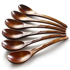 Soup Spoons, Wooden Soup Spoons, 6 Pieces 7.84 inches Japanese CJ-404-Namu