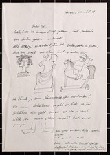 Autograph Brief mit Skulpturenskizzen Zeichnung Tusche Köln 1964