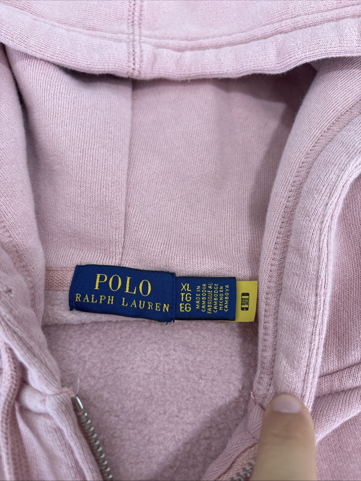 Polo Ralph Lauren donna felpa con cappuccio full zip rosa classico preppy logo pony taglia XL