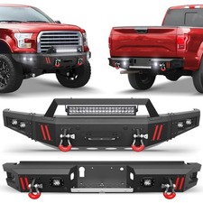 For 2015-2017 Ford F150 Steel Front /rear Bumper W/led Light +winch Seat +lights