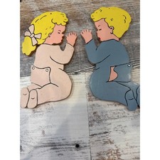 Vintage Praying Kids Wall Hanging Decor Children's Room Nursery Decor Wood