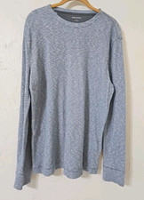 Banana Republic Shirt Men's L Waffle knit crewneck long sleeve heather blue