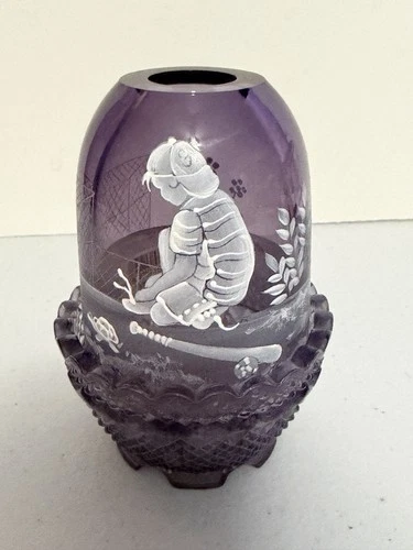 Fenton Purple 2 piece Candle Holder