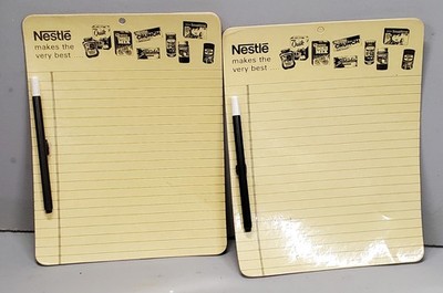Lot Of 2 Vintage Nestle Dry Erase pad 1980's? About 9x12'' Quik, Nestea, Nescafe