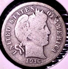 1916 BARBER SILVER DIME 10C