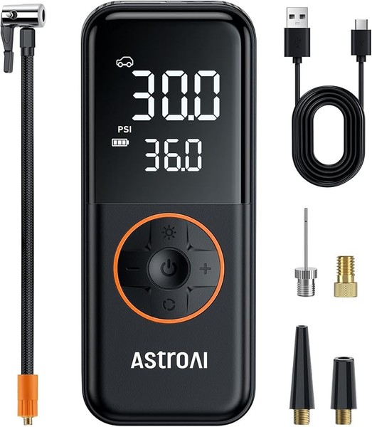 Astroai Elektrische Luftpumpe Fahrrad, 6600 Mah Akku Luftpumpe, 10,3 Bar-image