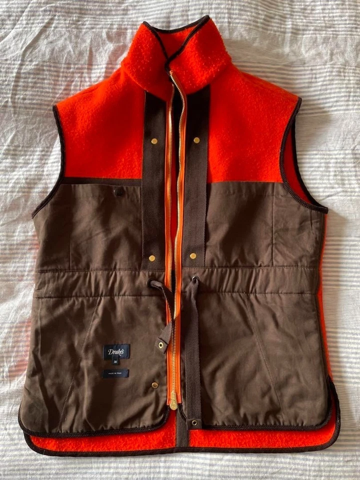 Rare Drakes Casentino Fleece Vest 100% Wool Made in Italy Size 38 ,M Orange - Image 3 of 4