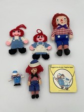 Vintage Lot of Raggedy Ann and Andy Doll Collectibles T4
