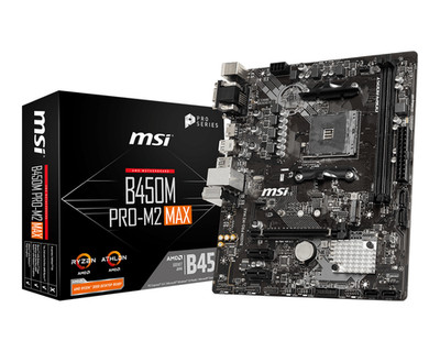 MSI ProSeries B450M Pro-M2 Max AMD Motherboard Ryzen 1st/2nd Gen AM4, DDR4