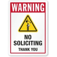 No Soliciting Thank You Security Warning Aluminum Weatherproof Sign c00844