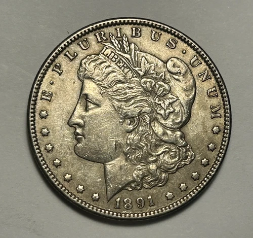 1891 CC MORGAN DOLLAR AU