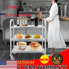 3 Tier Rolling Kitchen Island Trolley Cart Storage Serving Shelf Dining 400LBS