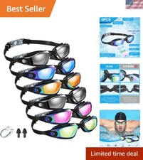 6 Pack Swim Goggles for Adult Anti Fog Swimming Glasses with Ear Plugs Nose C...