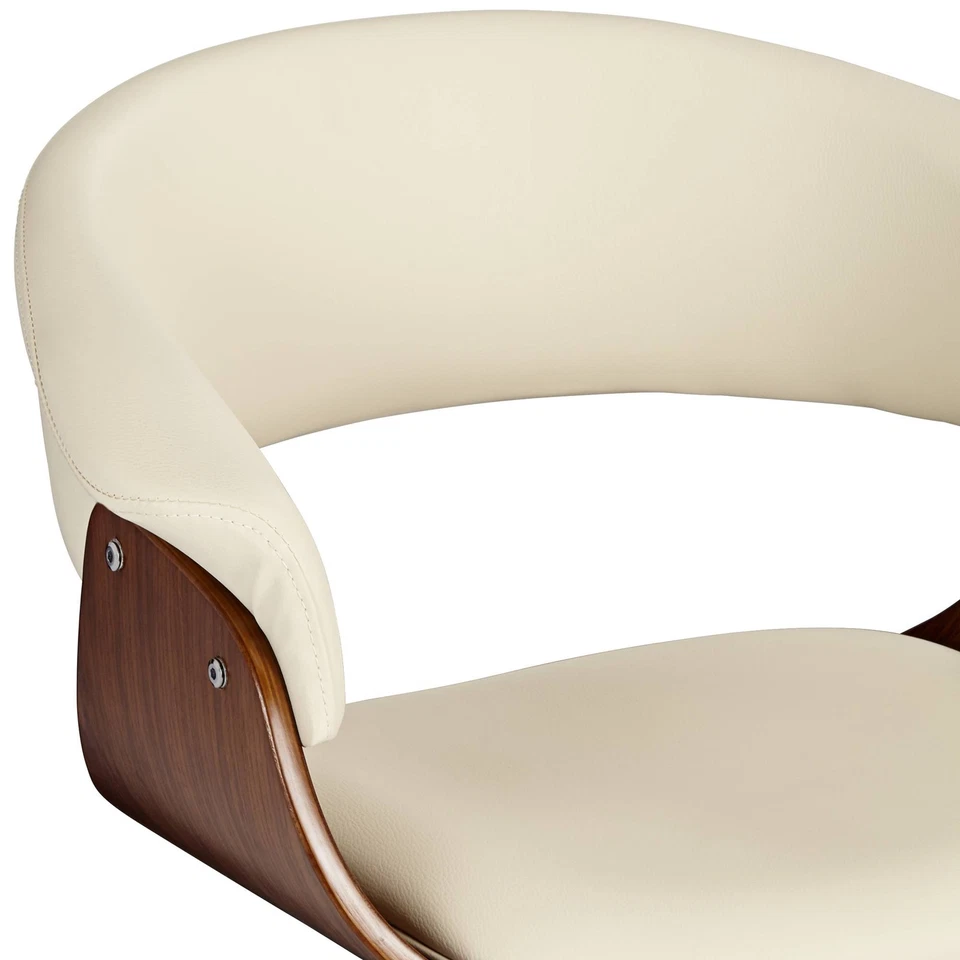Walnut Swivel Bar Stool 33" High Modern Cream Cushion for Kitchen Counter Island - Image 3 of 4
