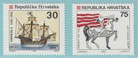 Kroatien 1992 ** postfrisch MiNr. 209-210 CEPT Amerika - Bild 1 von 1