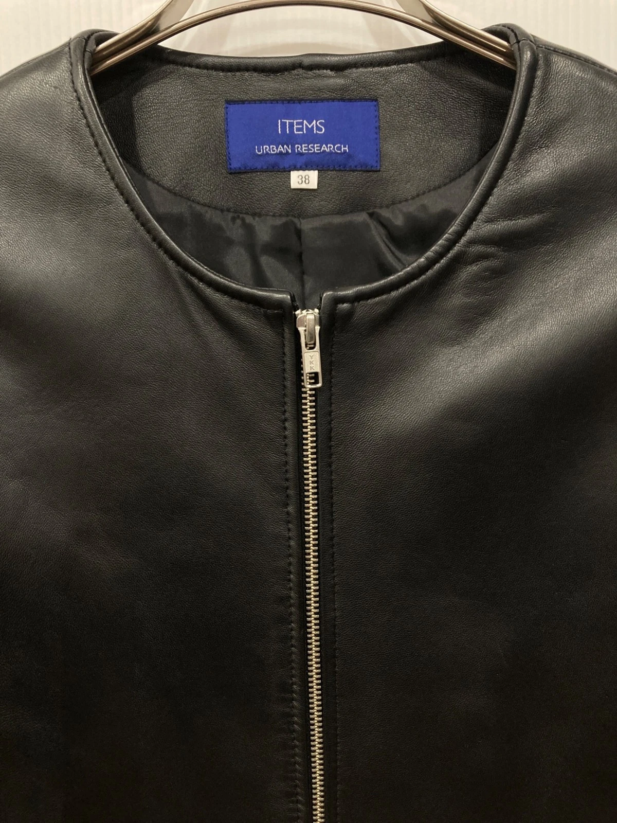 URBAN RESEARCH ITEMS Leather Sheepskin Jacket Men's Size 38 Black image 6