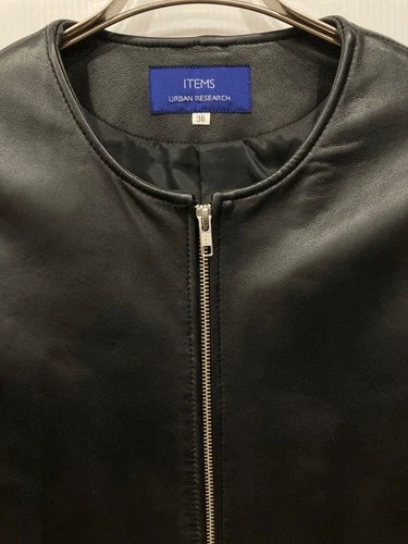 URBAN RESEARCH ITEMS Leather Sheepskin Jacket Men's Size 38 Black image 6