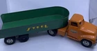 Vintage 1950s Tonka Pressed Steel Carrier Semi Truck Trailer Orange