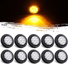 10pcs 2 Inch Round Led Marker Lights 9 Amber Led Reflectors Clear Lens 2 Inch
