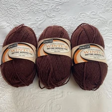Vintage Romaxe Wintuk Worsted Yarn Lot of 3 4 oz 4 Ply Chocolate Brown USA Orlon
