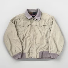 Vintage 70s West Wind Sportswear Tan Flannel Lined Jacket Mens L Made in USA