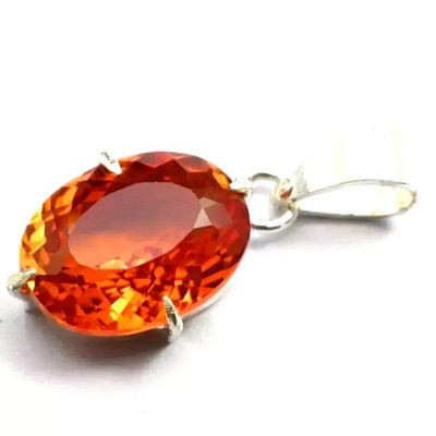 BMR Jewels Anhänger 30 Ct Natürlicher Ceylon Orange Saphir Oval AGL Zertifiziert