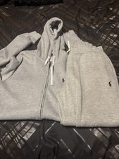 Polo Ralph Lauren Gray Sweatsuit Set Men's XL Hoodie  Pants Full Zip Fleece