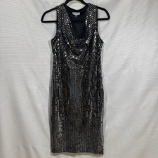 Calvin Klein Black Sequin Cowl Neck Dress – Size 6