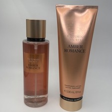 Set of 2 Victoria's Secret 8.4oz Amber Romance Fragrance Mist  8oz Body Lotion
