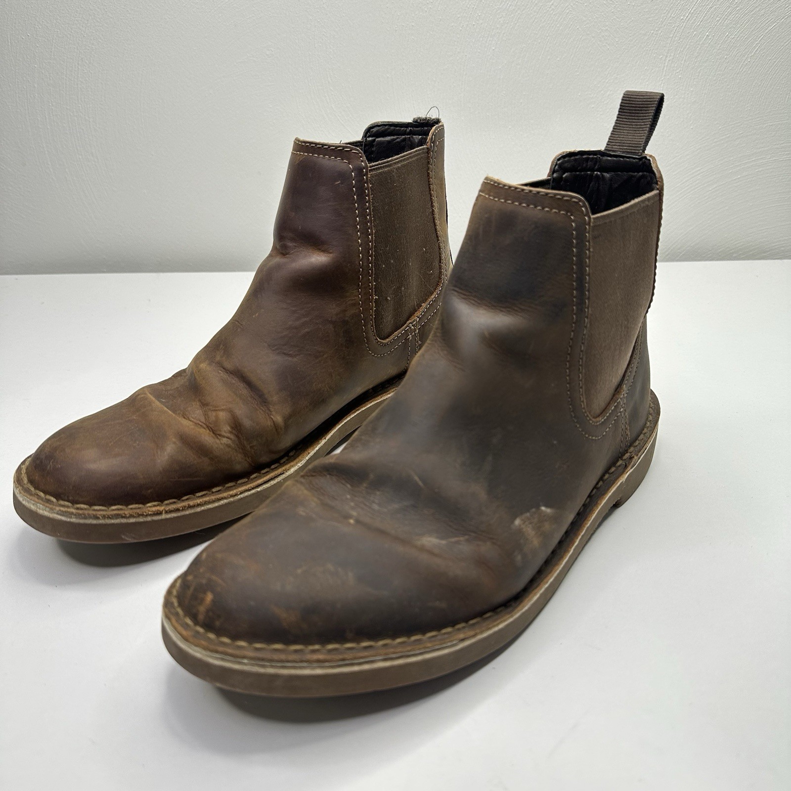 S Us 9.5m Brown Leather Round Toe Pull On