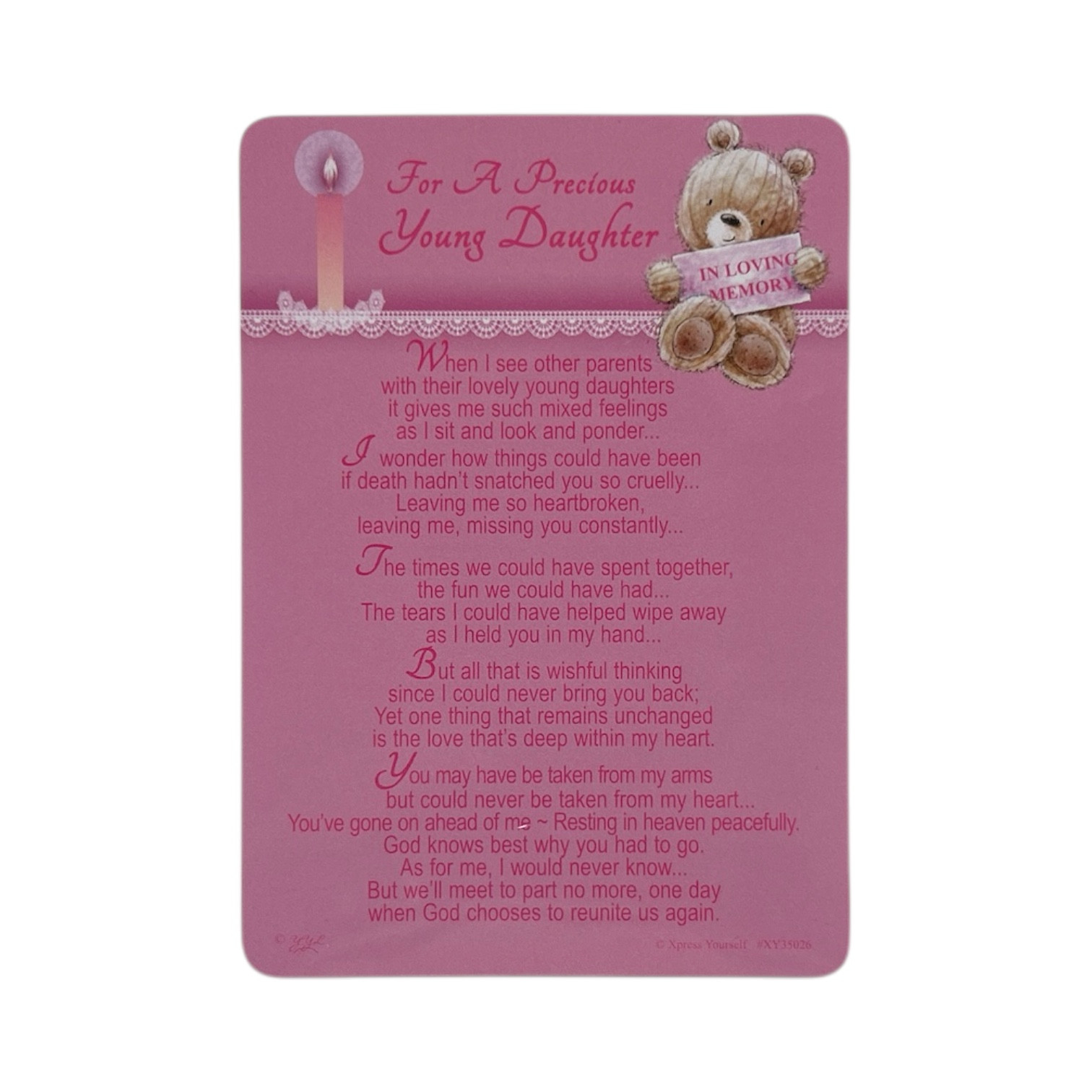 In Loving Memory - For A Precious Young Daughter Graveside Memorial Card