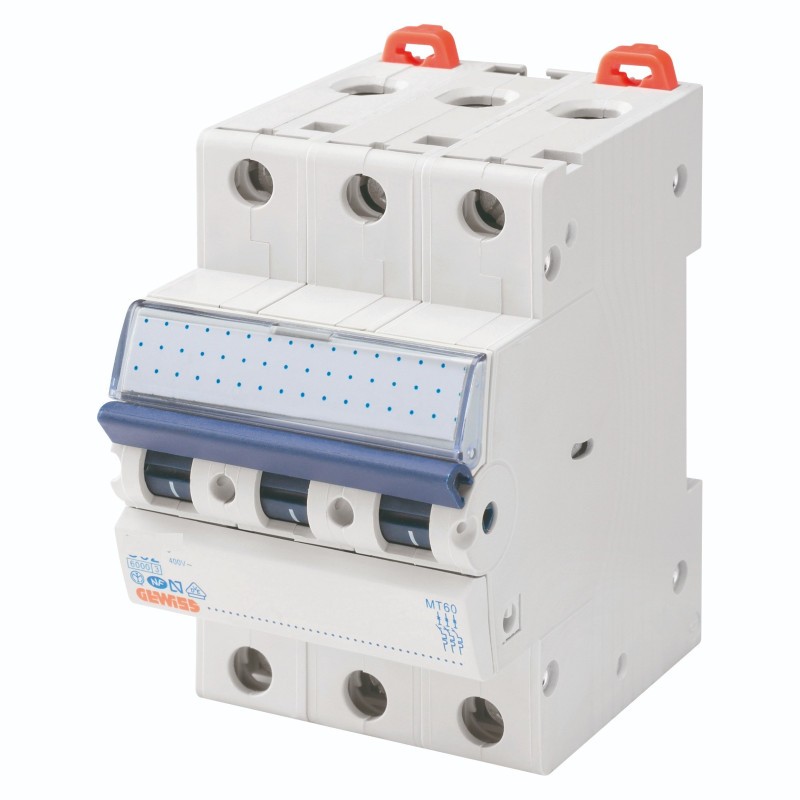 Disjoncteur Gewiss MT60 D20 triphasé pour protection de tableau électrique industriel T3