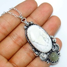 Exclusive Howlite Fiery Labradorite 925 Silver Plated Necklace 18